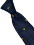 navy dark blue tie with gold mulberry tree design